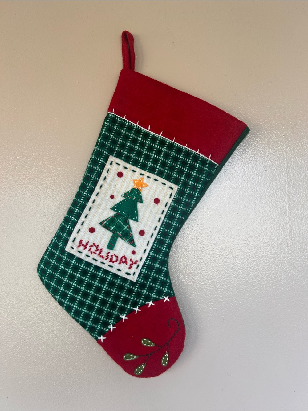 VTG Christmas Holiday Felt/Fabric Stocking Patchwork